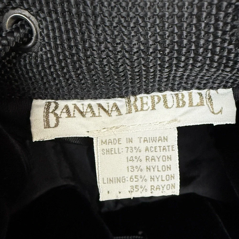 Vtg Banana Republic Backpack‎ Velvet Black Preppy Minimalist 90s Quilted NOS